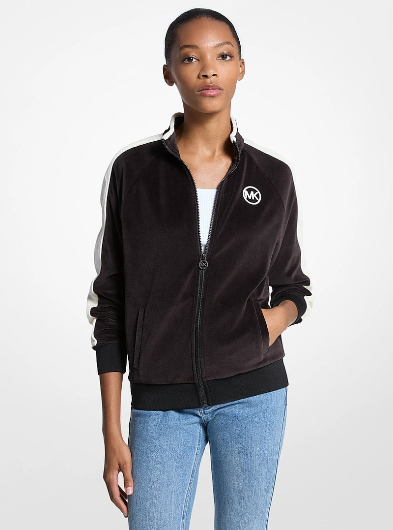 Striped Velour Zip-Up Jacket 1