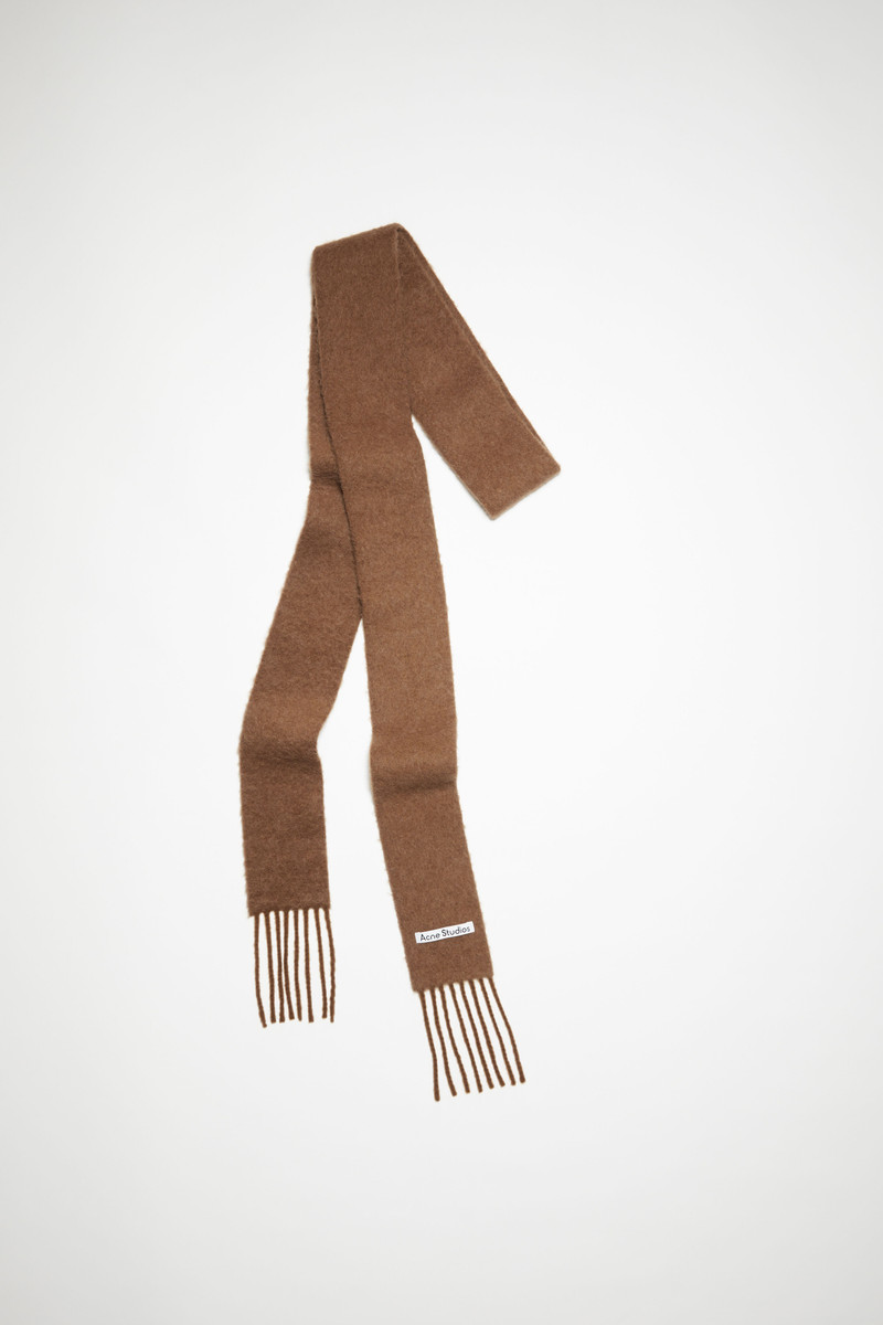 Wool-alpaca fringe scarf - Skinny - Almond brown 1