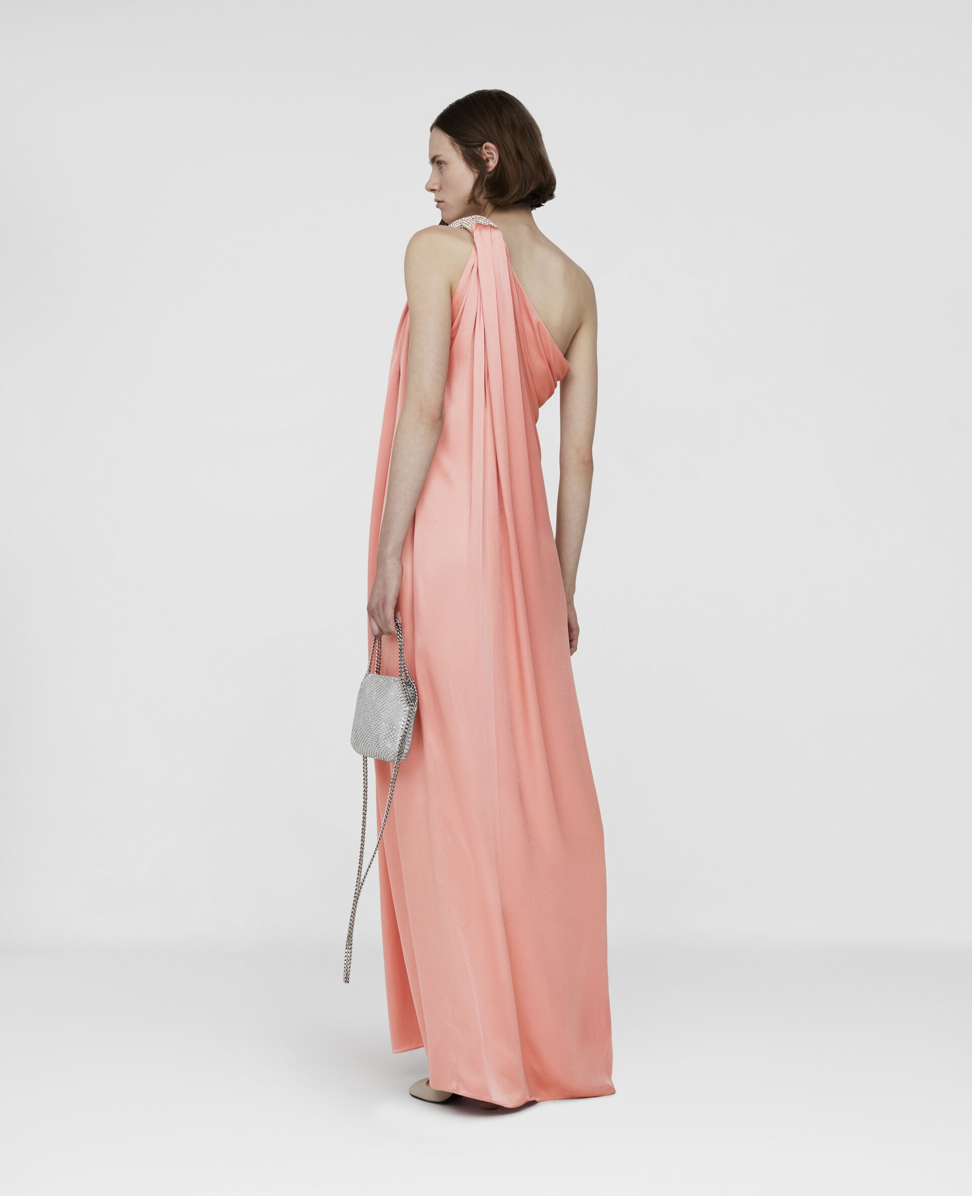One Shoulder Double Satin Dress - 3