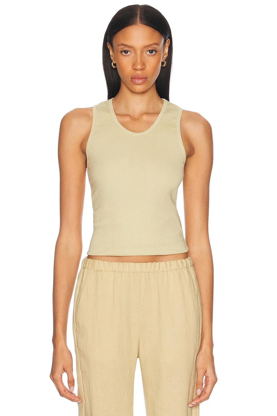 Cotton Rib Scoop Tank Top - 1