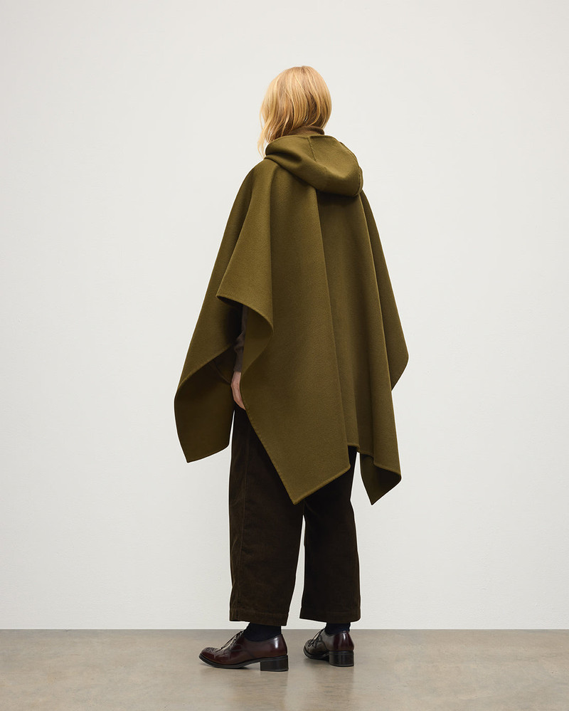 Hoolie Olive Green Hooded Cashmere Cape 4