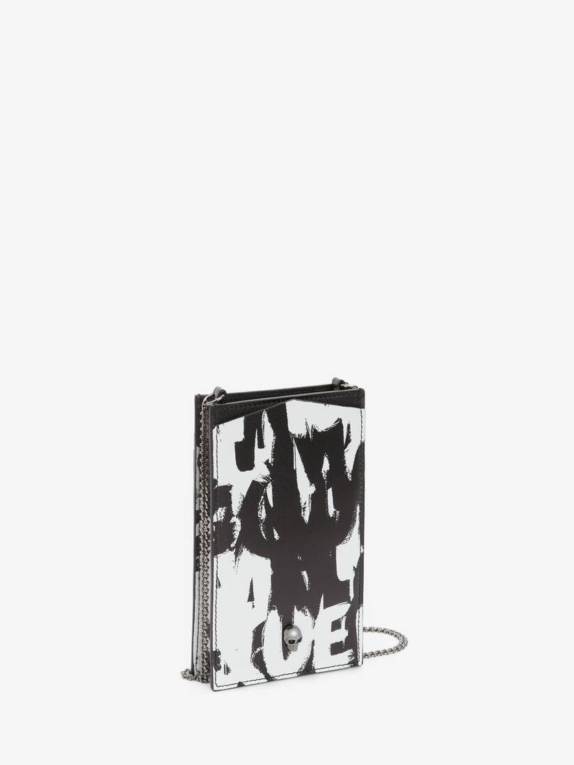 Mcqueen Graffiti Phone Case With Chain in Black/white - 2