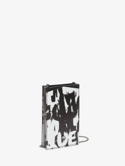 Alexander McQueen Mcqueen Graffiti Phone Case With Chain in Black/white outlook