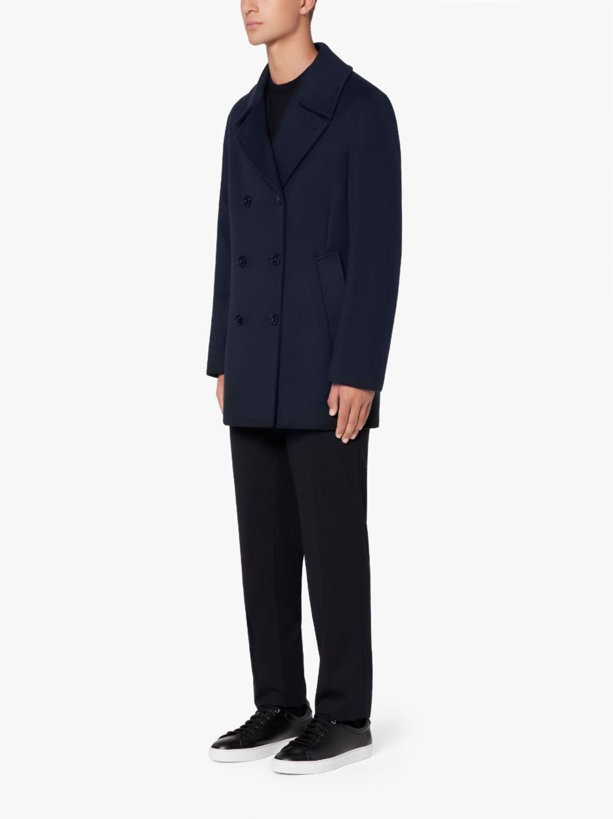 DALTON NAVY WOOL & CASHMERE PEA COAT | GM-1075F - 4