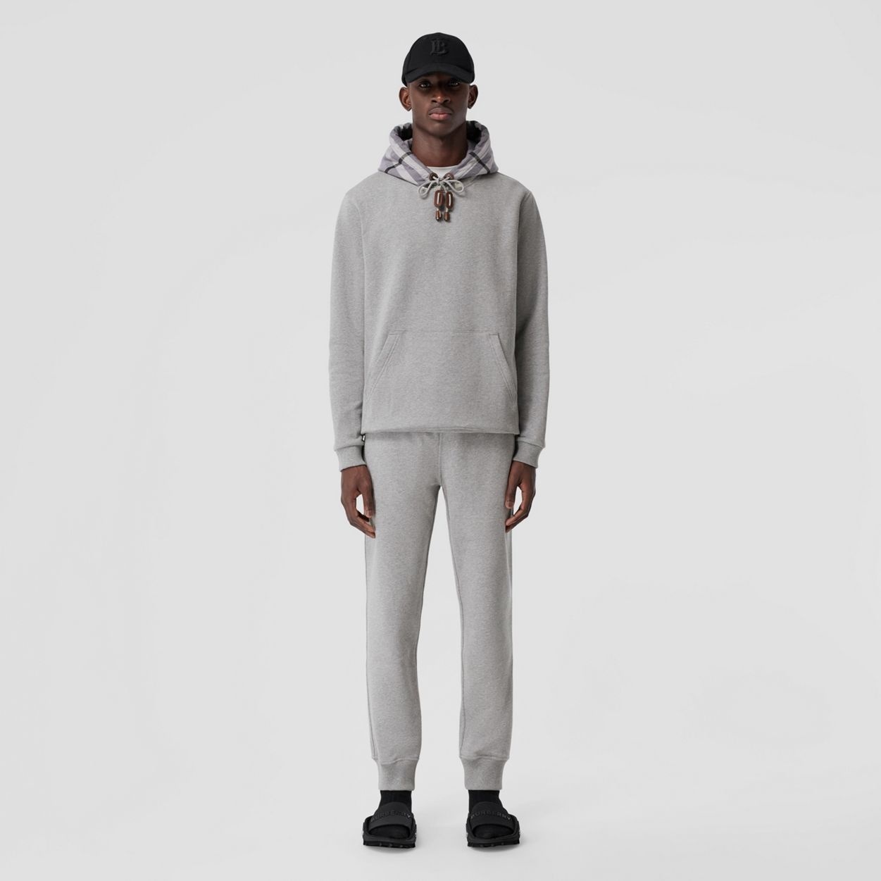 Check Panel Cotton Jogging Pants - 5