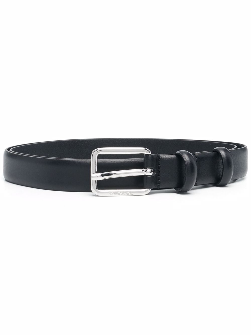 logo-engraved slim leather belt - 1