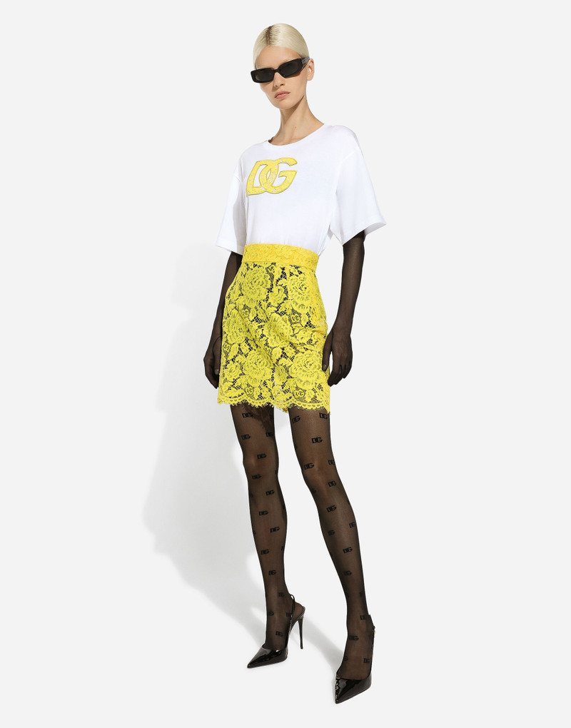 Branded floral cordonetto lace miniskirt 5