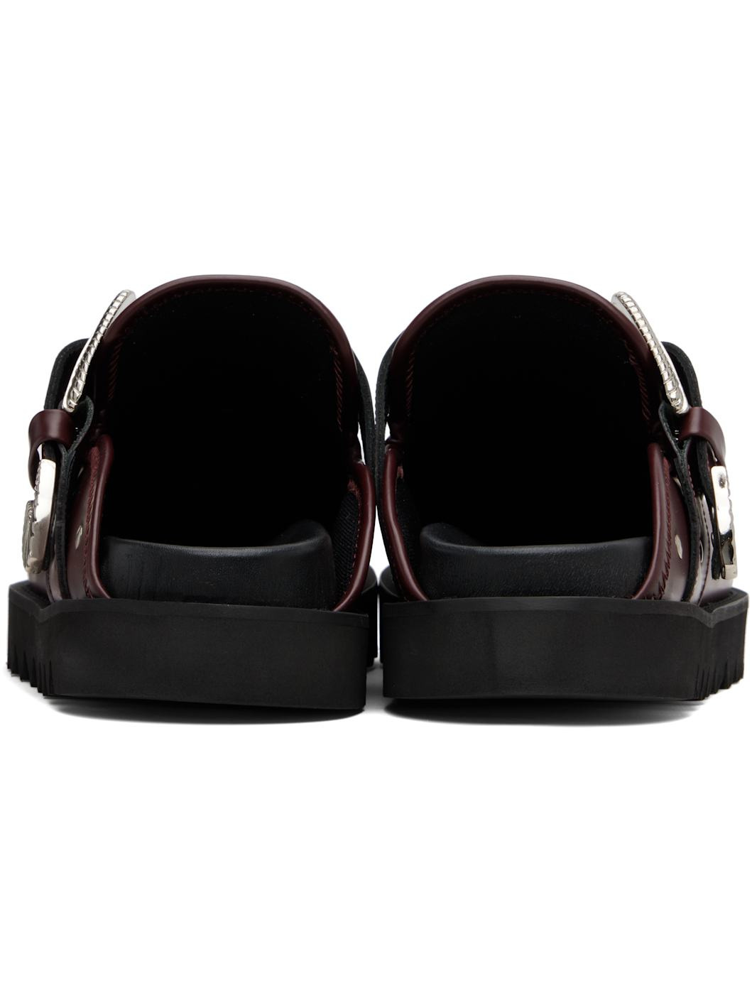 SSENSE Exclusive Burgundy Eyelet Metal Sabot Loafers - 2