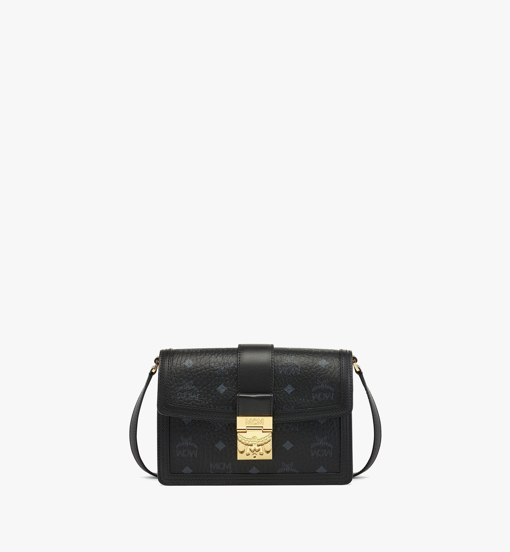 Small Tracy Shoulder Bag in Linen Leather Mix Black