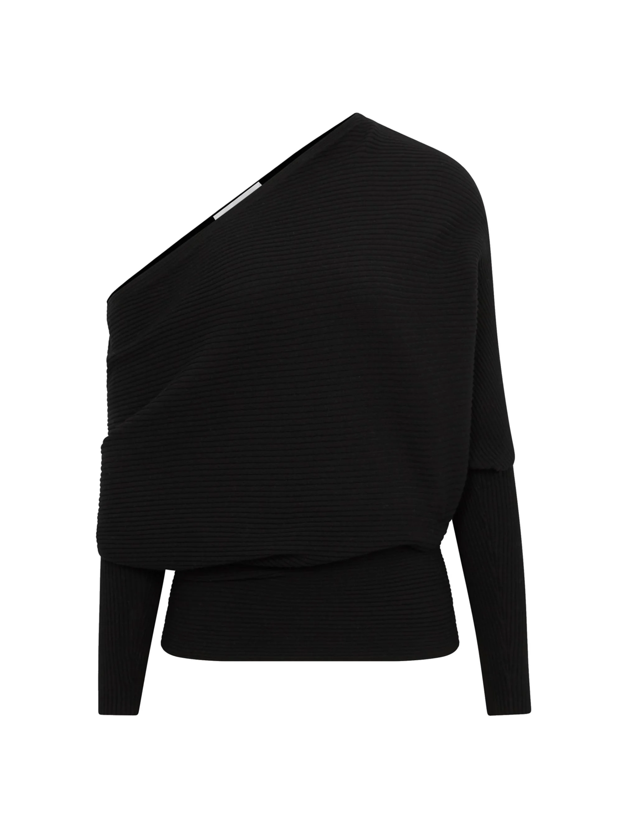 Women's Lorna Ribbed One-Shoulder Sweater - Black - 1