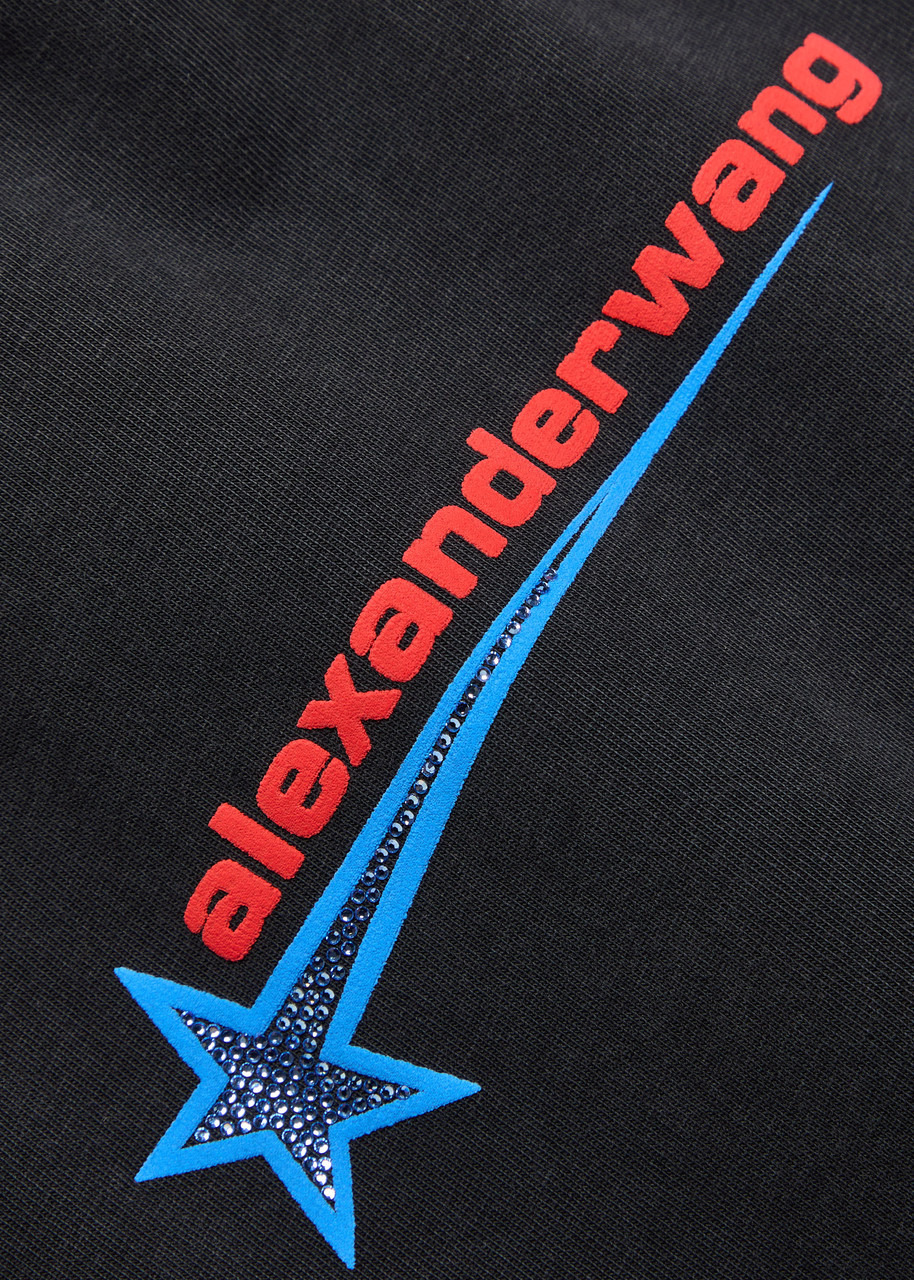 Alexander Wang Logo-print Embellished Cropped Cotton T-shirt - 5