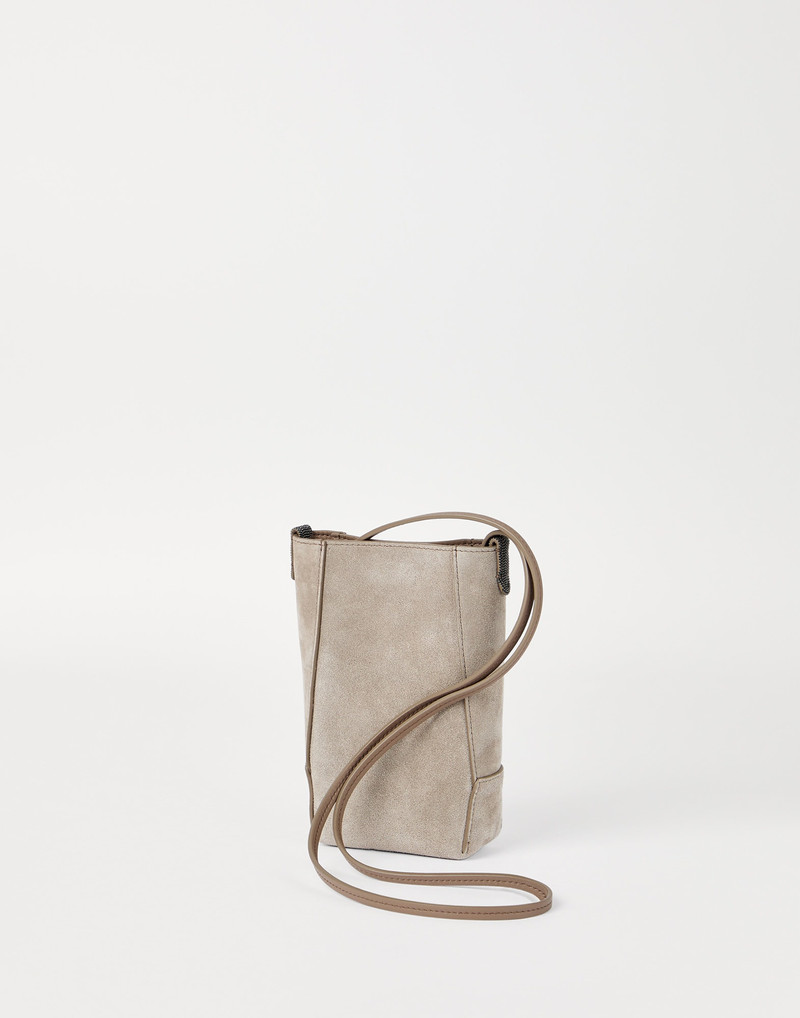 Brunello Cucinelli BC Duo phone holder in  suede with monili outlook