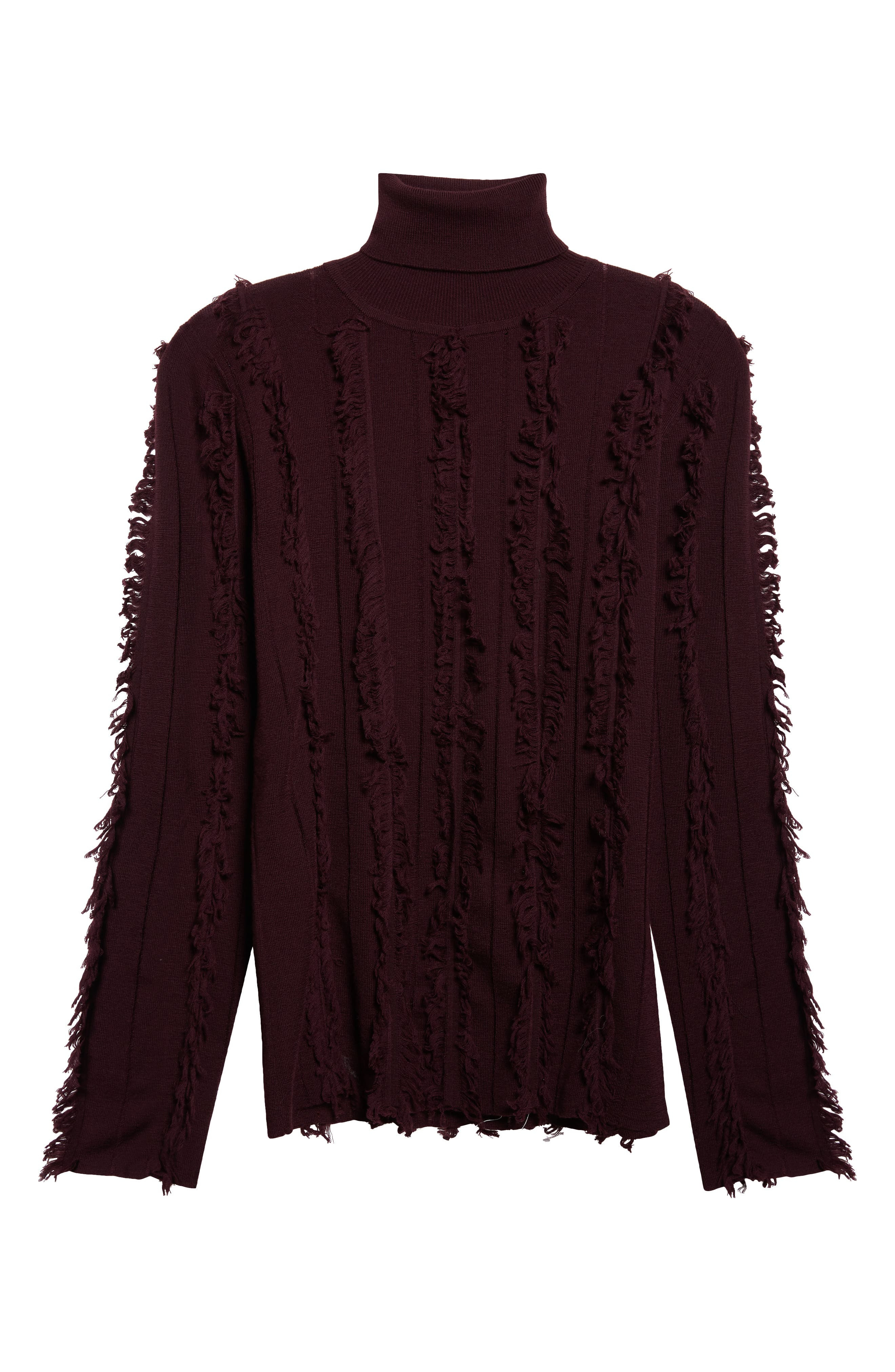 ZANKOV Nico Fringe Stripe Merino Wool Turtleneck Sweater in Pineau at Nordstrom - 6
