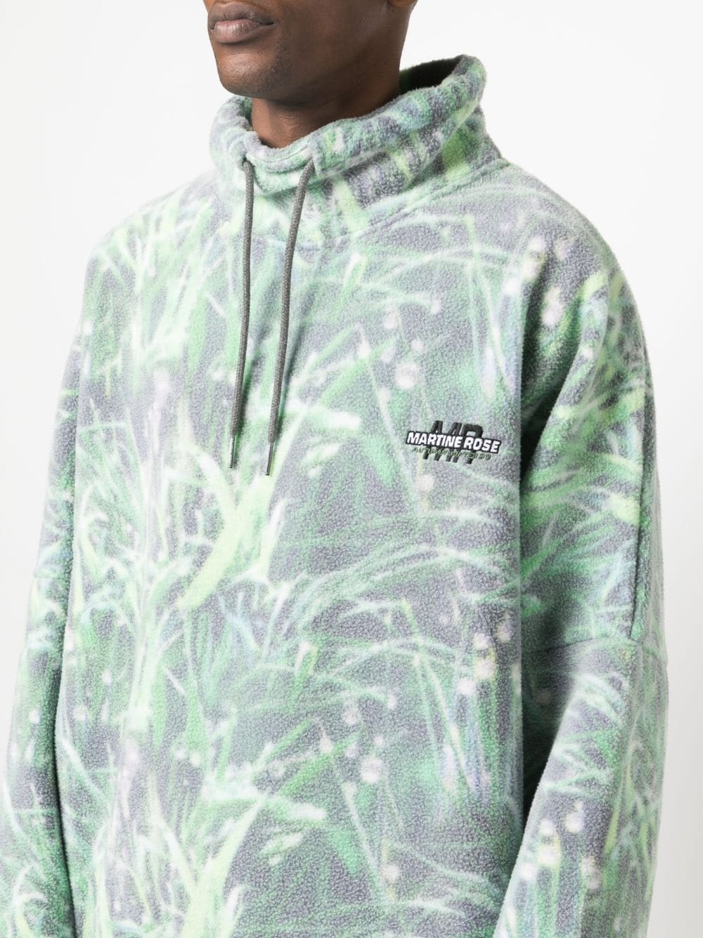 grass-print fleece-texture sweatshirt - 5