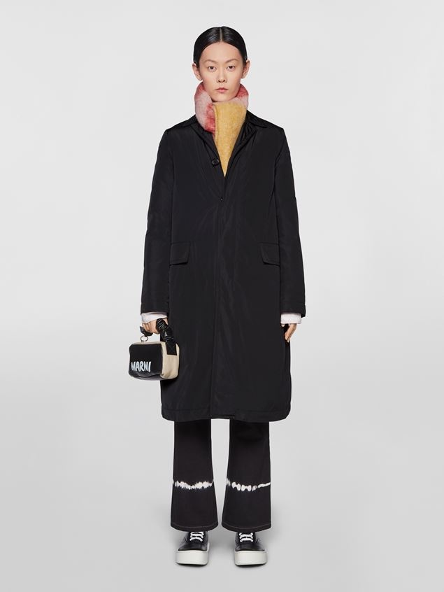 MICRO FAILLE LONG DOWN PARKA WITH REMOVABLE LEATHER BELT - 2