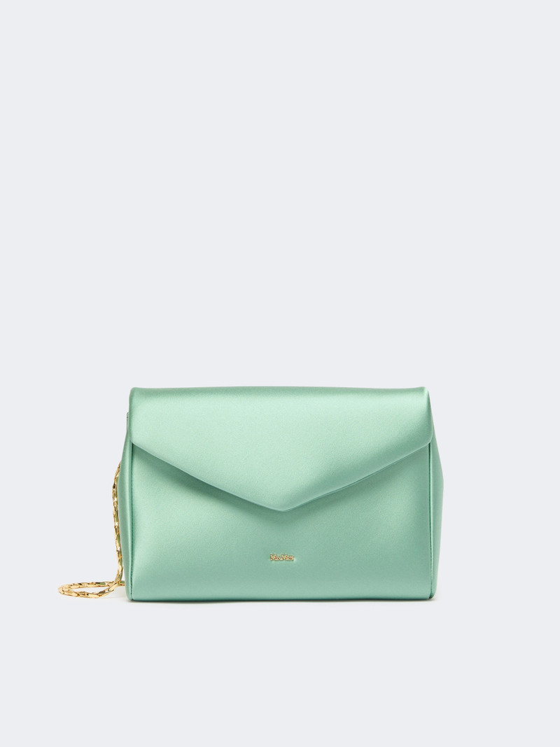 NEWENVELOPE Viscose and silk satin clutch bag - SAGE GREEN 1