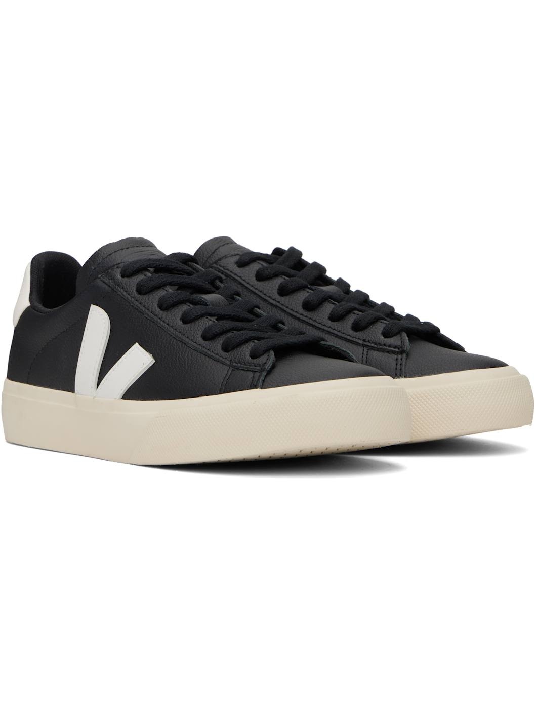 Black & White Campo Leather Sneakers - 4