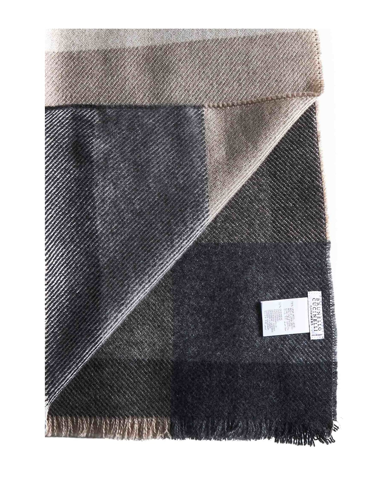 Wool And Cashmere Scarf With Check Motif - 2