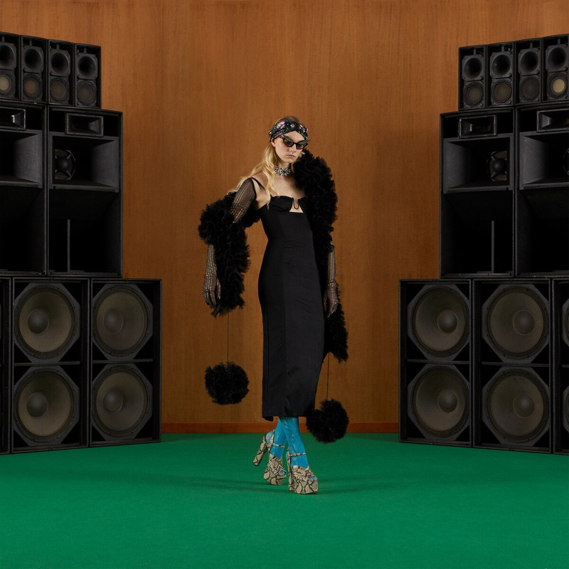 GUCCI Silk duchesse mid-length dress outlook