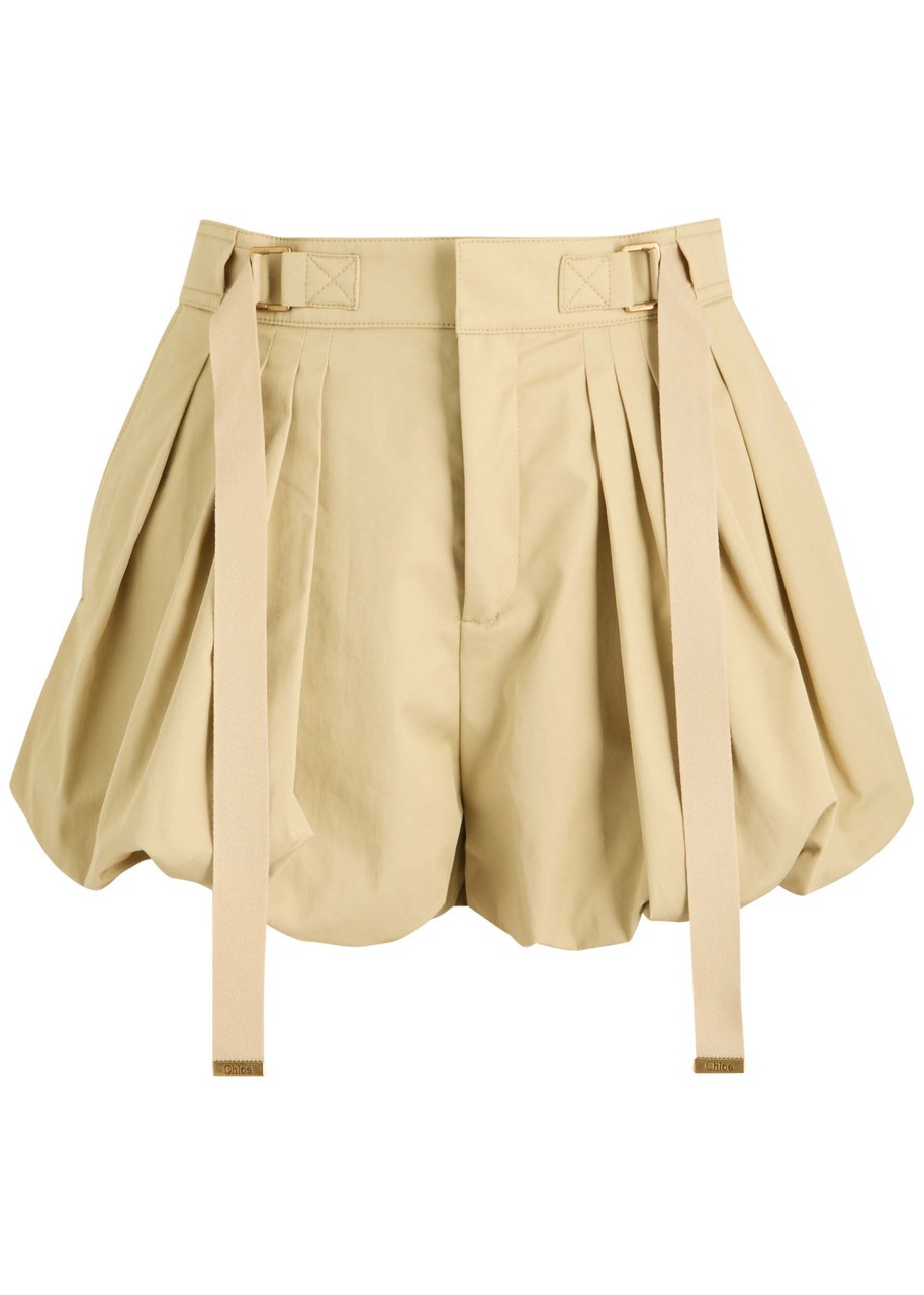 Chloe Pleated Cotton-poplin Shorts - 1