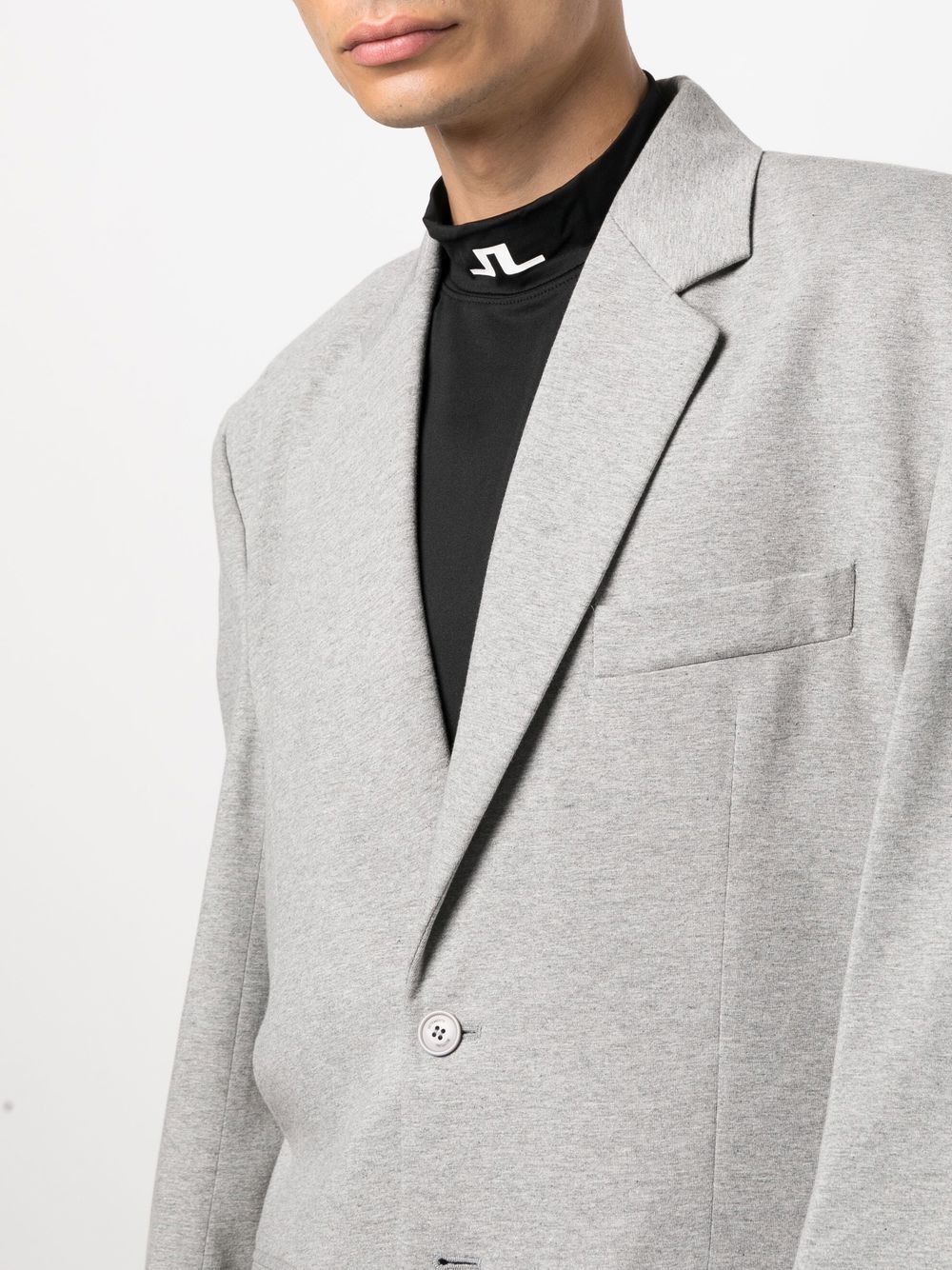 single-breasted shoulder-pad blazer - 5