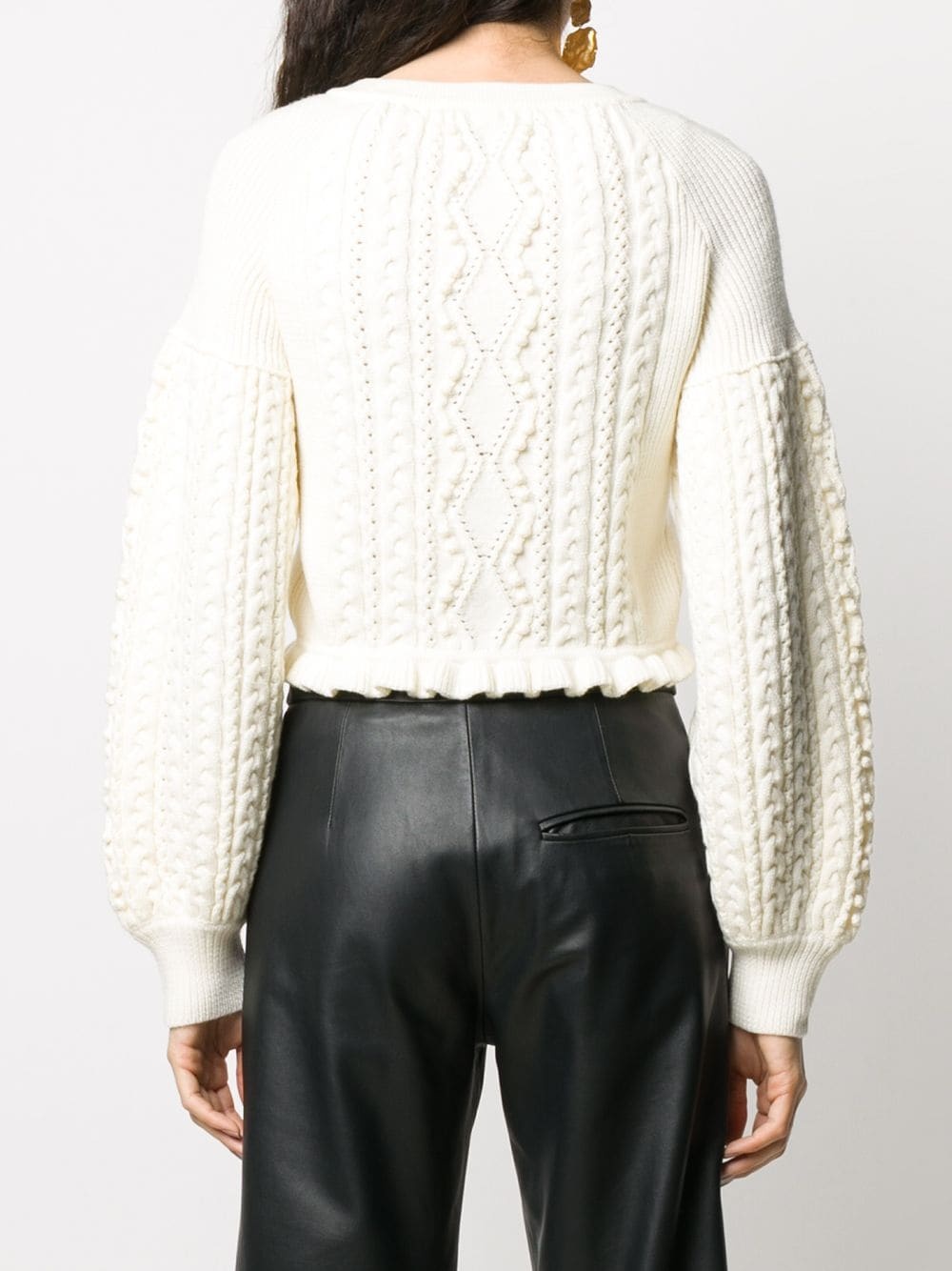 balloon-sleeve cable knit sweater  - 4