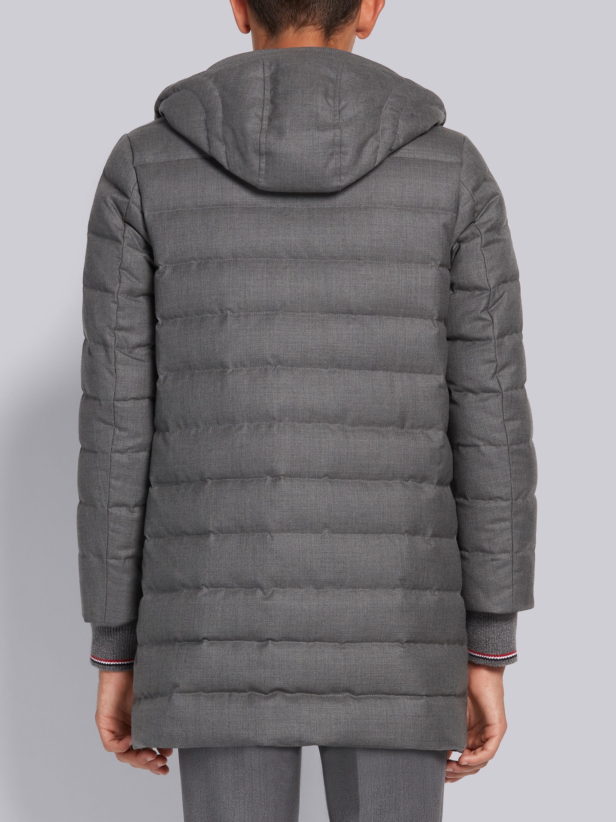 Medium Grey Down Filled Super 120s Twill Hooded Ski Coat - 2