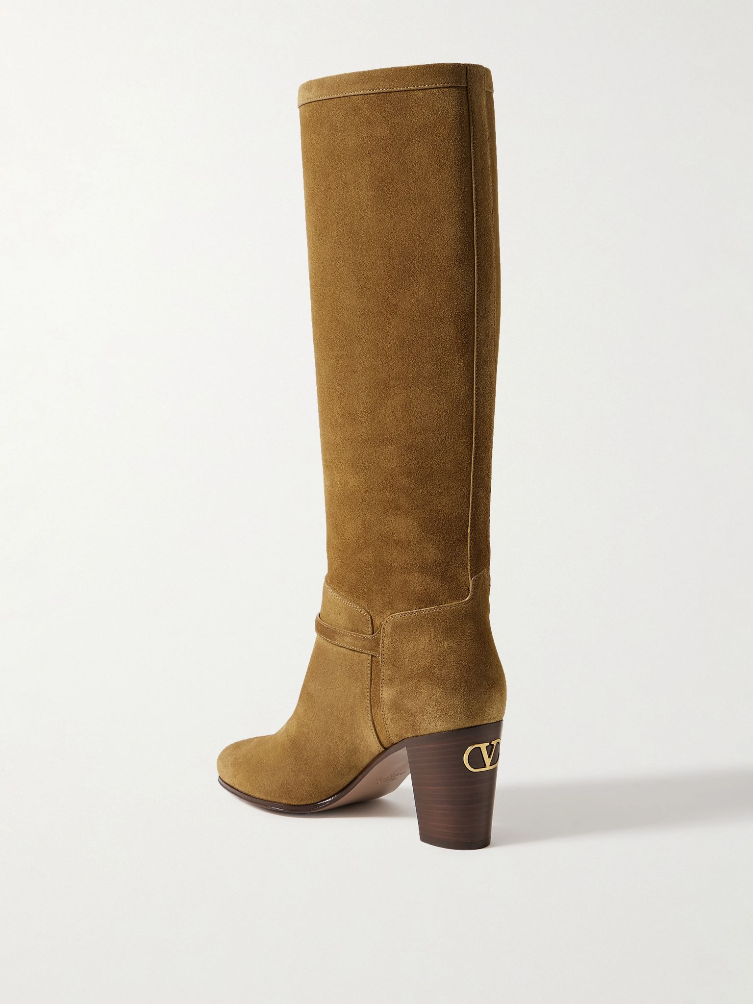 Pattie 75 buckle-embellished suede knee boots Tan - 3
