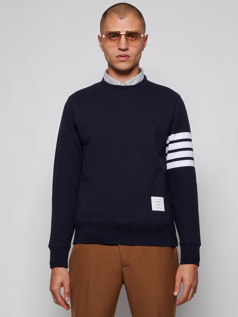 Thom Browne Classic 4-bar Sweatshirt Navy | thewebster | REVERSIBLE