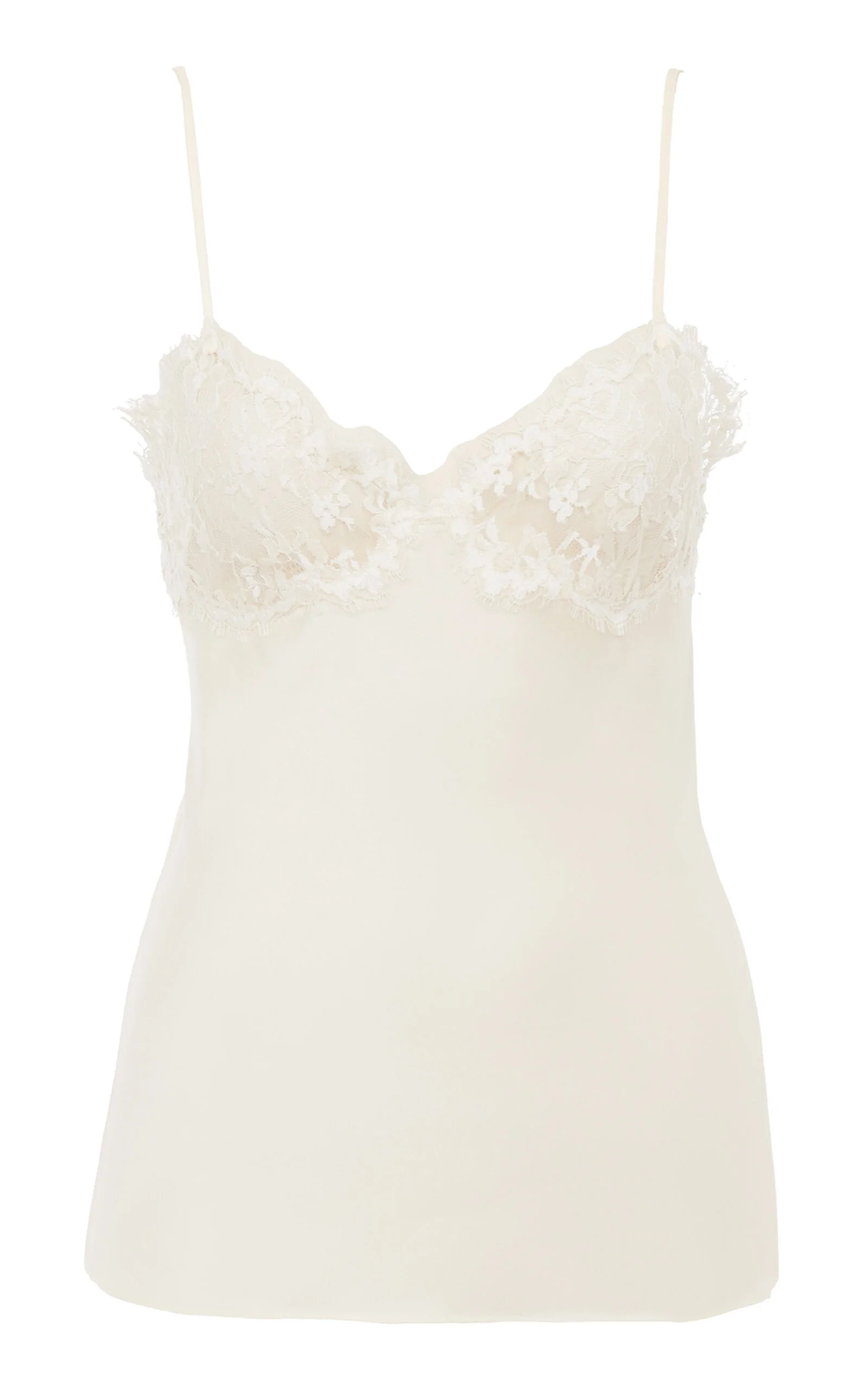 Lace-Trimmed Silk Satin Top white - 1