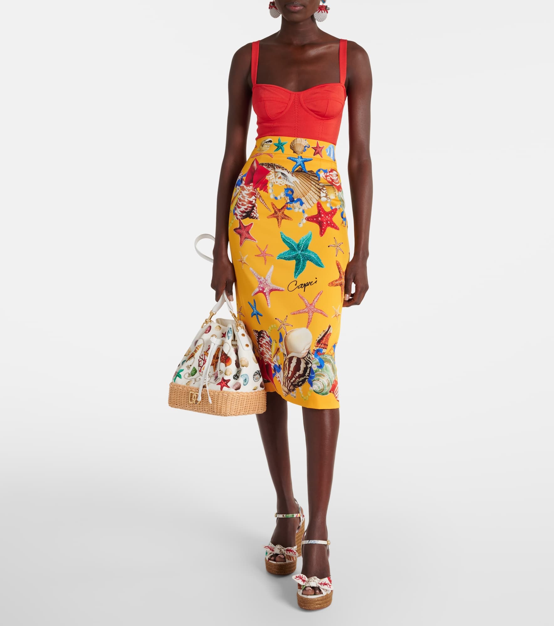 Capri printed silk-blend midi skirt - 2