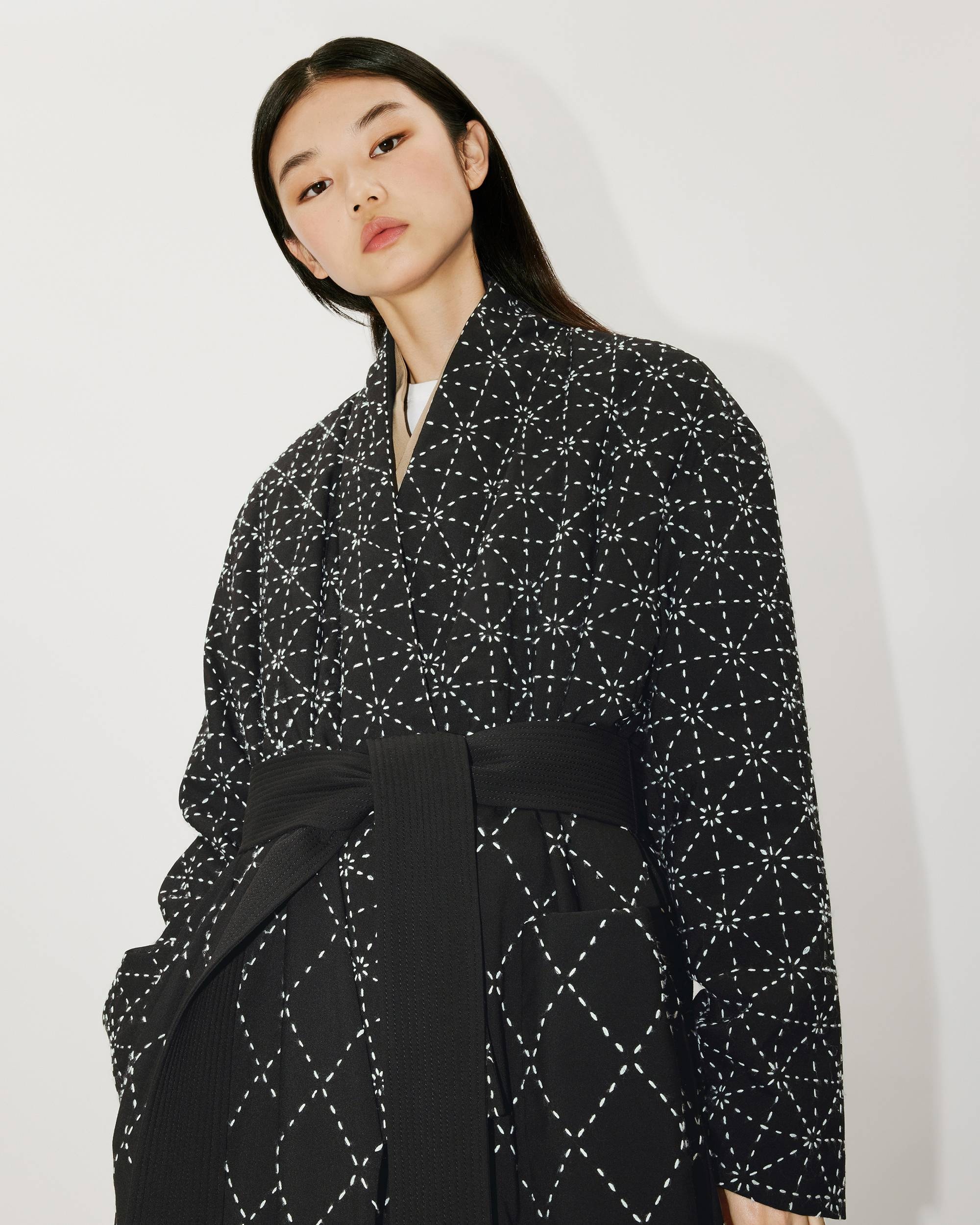 'KENZO Sashiko Stitch' genderless long hand-embroidered coat - 8