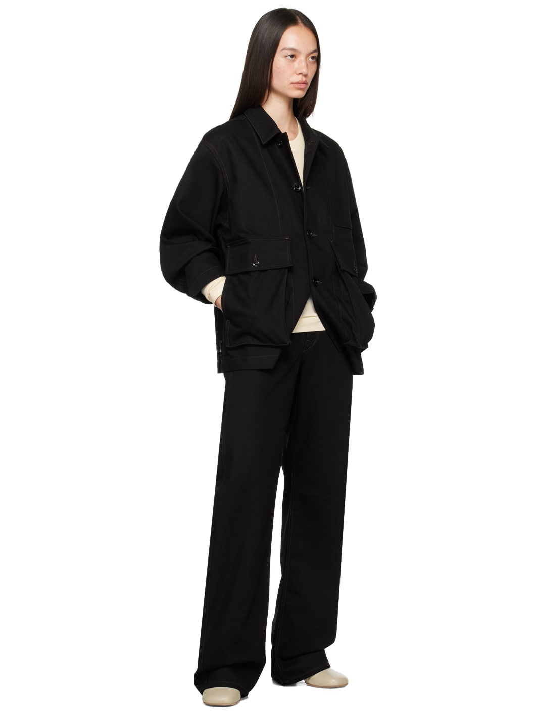 Black Boxy Denim Jacket - 4
