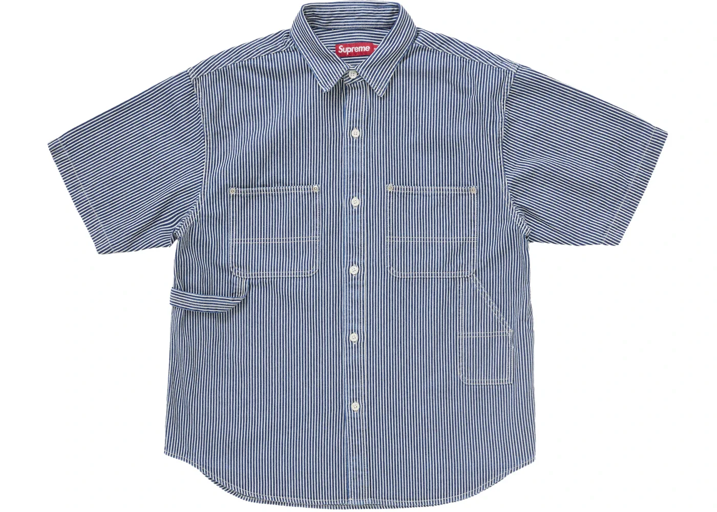 Supreme Loose Fit S/S Denim Painter Shirt (SS25) Blue Pinstripe - 1