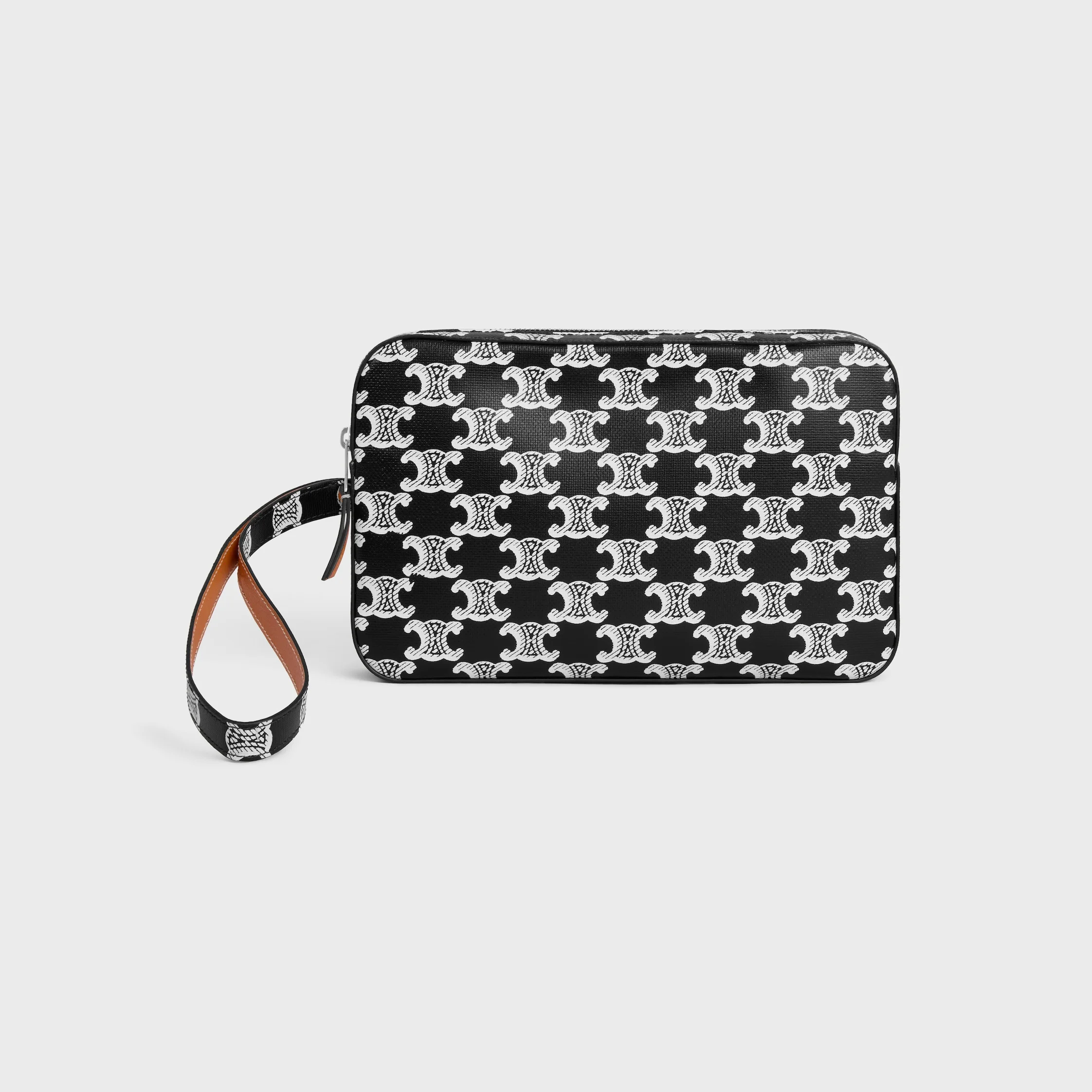 POUCH WITH STRAP IN TRIOMPHE CANVAS AND CALFSKIN - 1