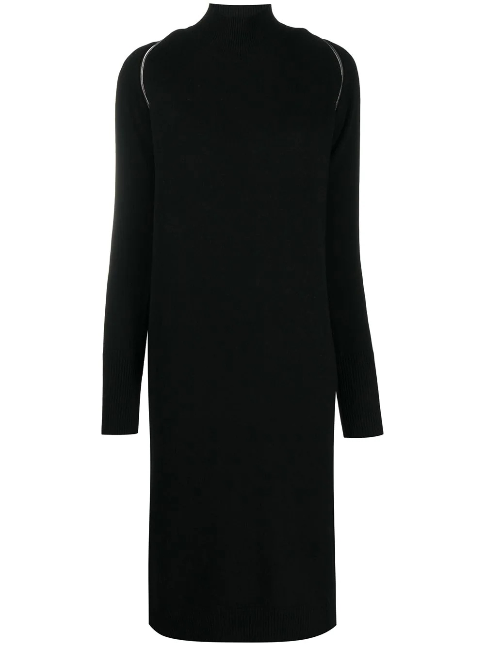 zip reveal roll neck knit dress - 1