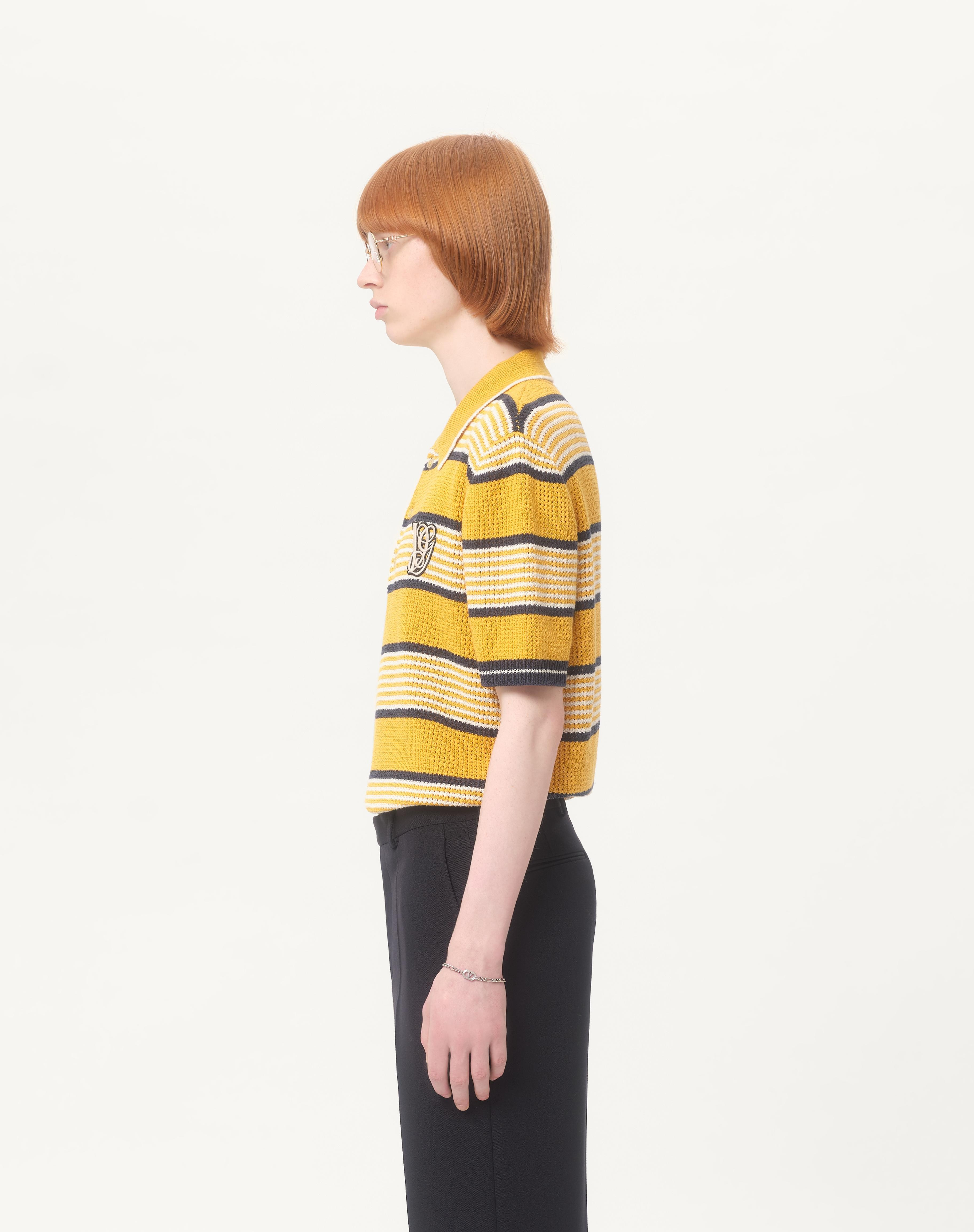LONG-SLEEVED LINEN AND COTTON POLO SHIRT WITH VG PATCH - 5