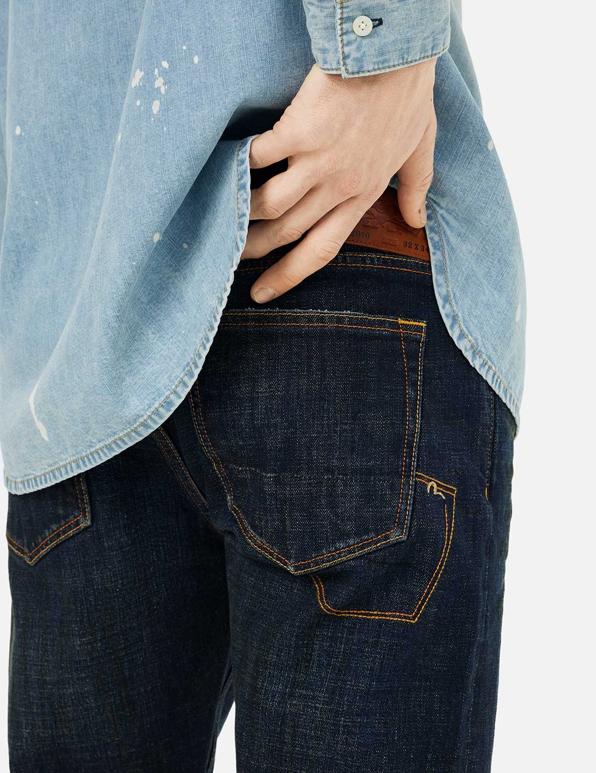 Multi-pocket Dark-toned Washed Slim Fit Jeans #2010 - 13