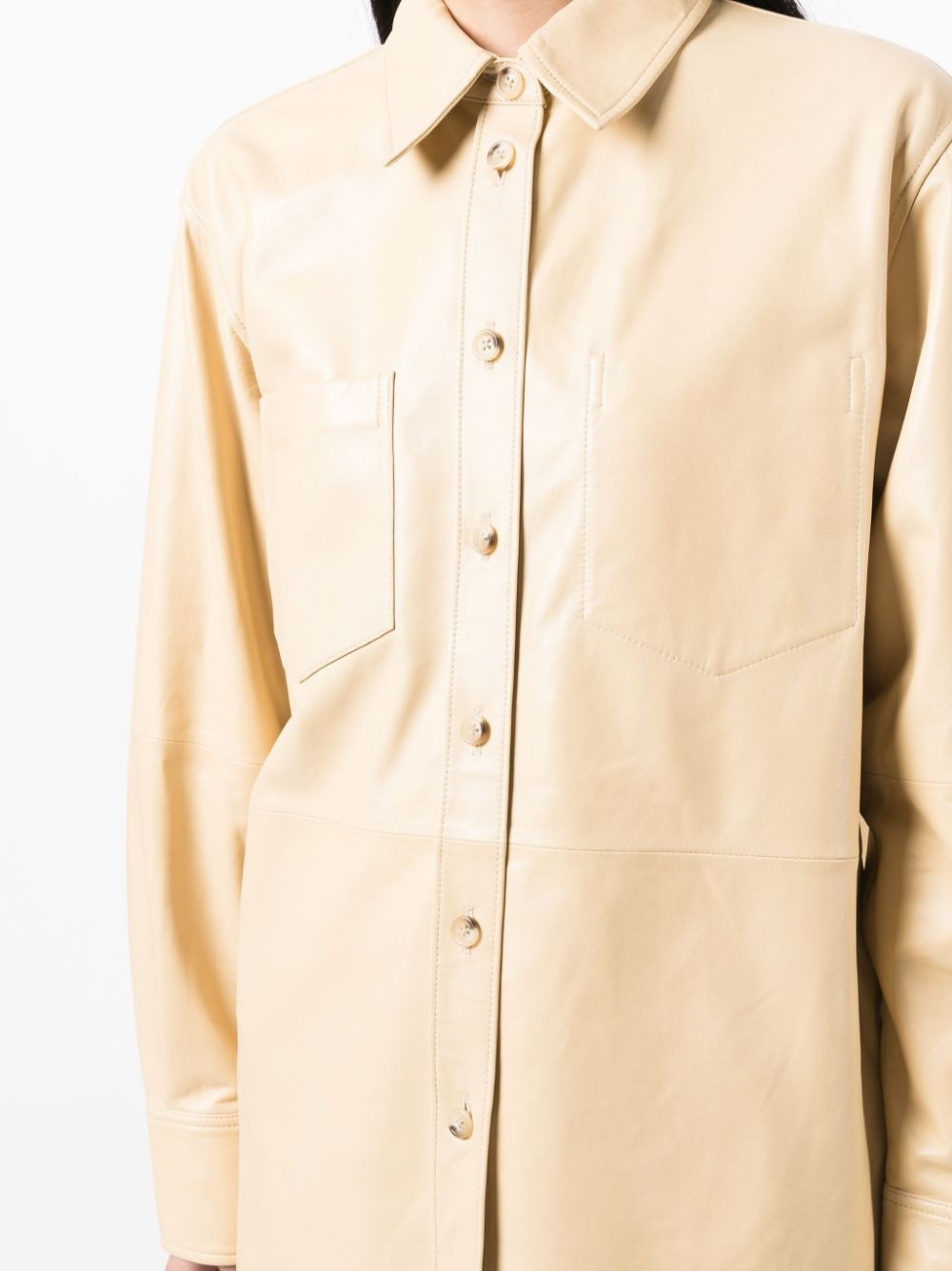 long-sleeve leather shirt - 5