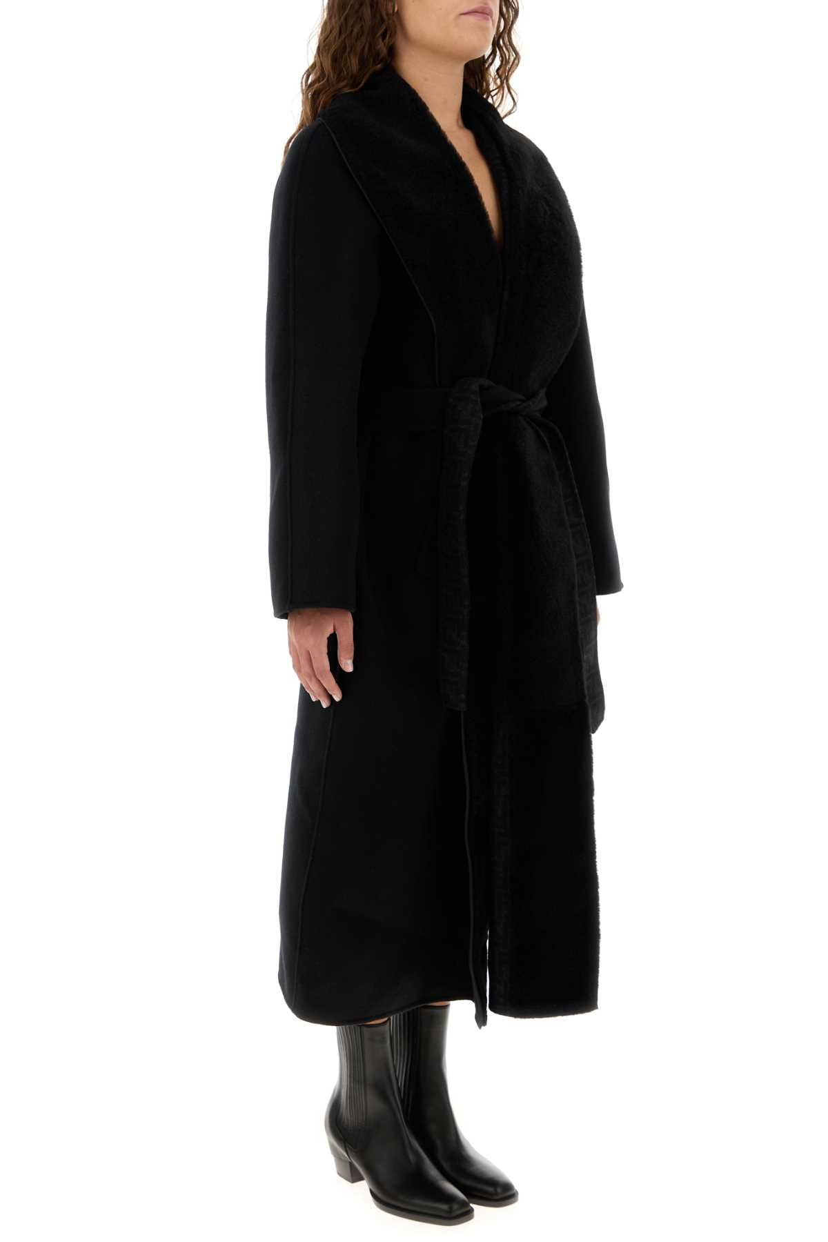 Fendi Women Black Wool Blend Coat - 3