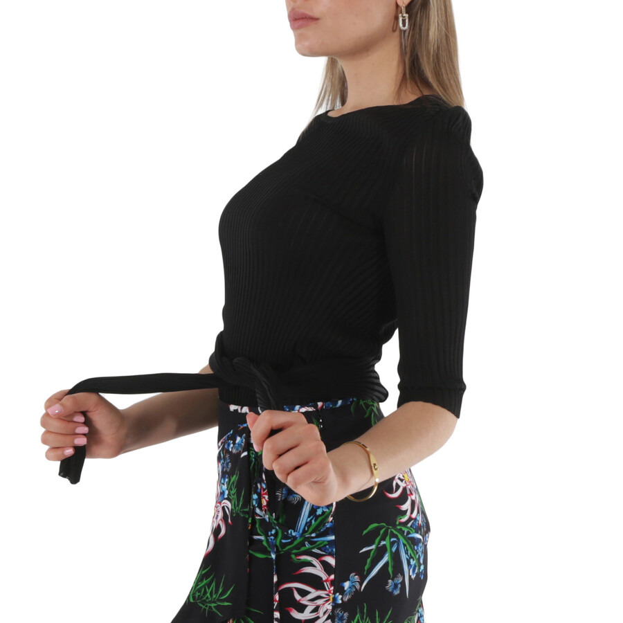Atlein Ladies Black Front Knot Top - 4