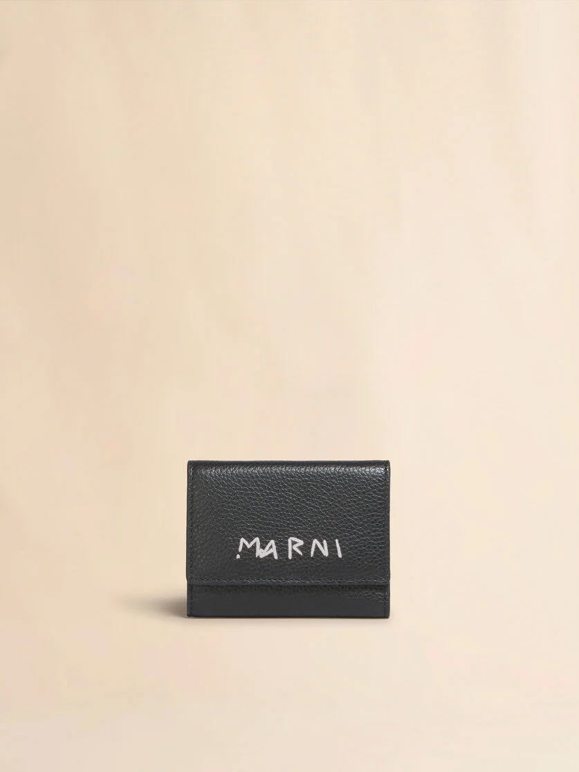 BLACK LEATHER KEY HOLDER WITH MARNI MENDING - 1