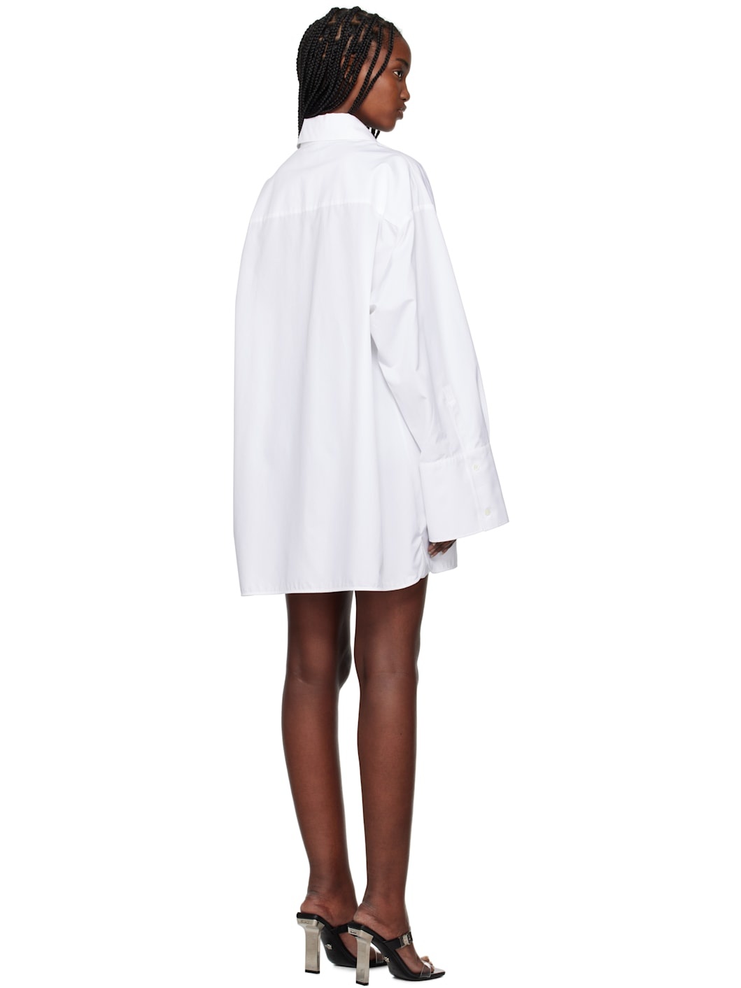 White Poplin Roxy Shirt Minidress - 3