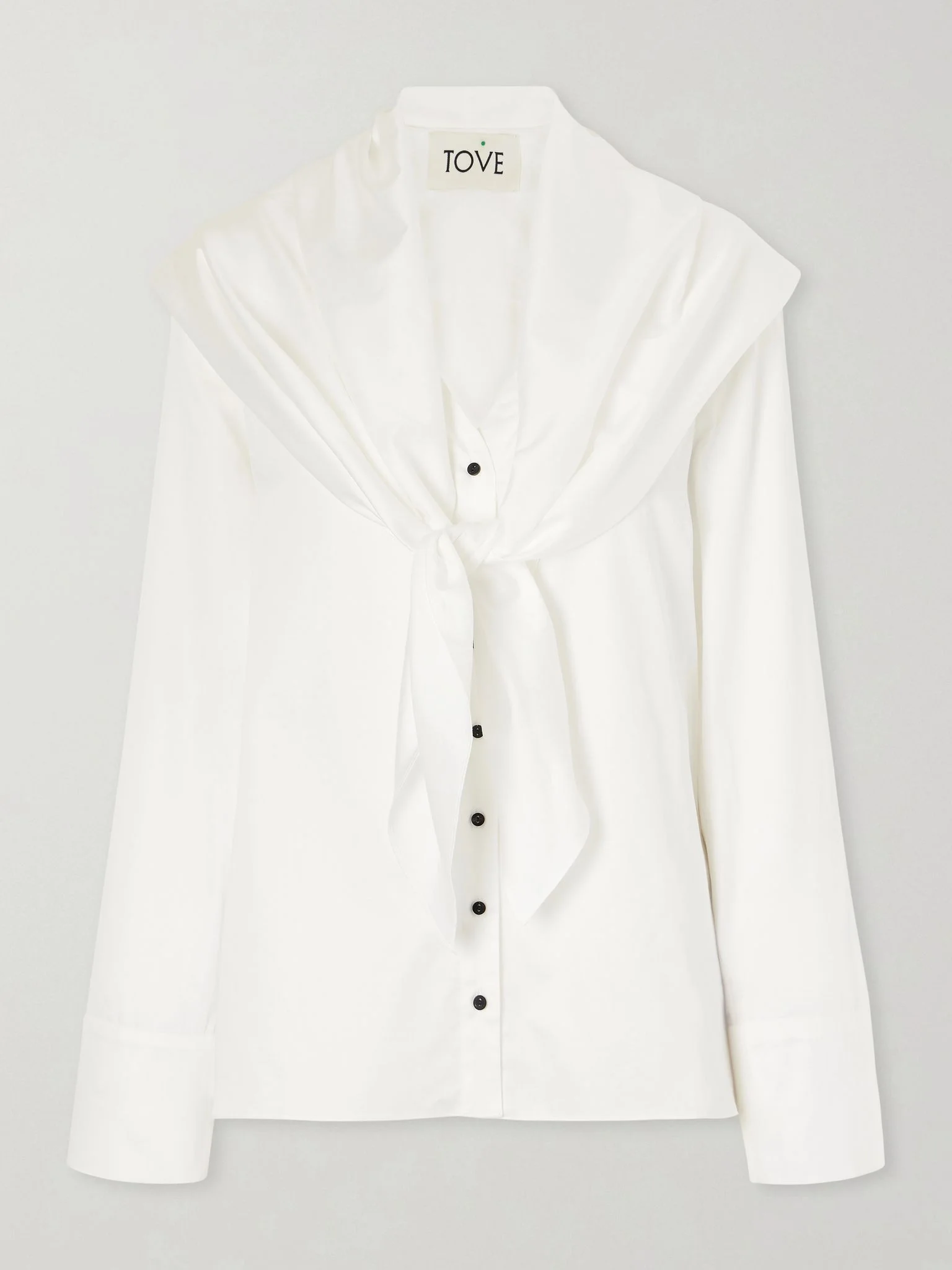 Nia scarf-detailed cotton-poplin shirt White - 1