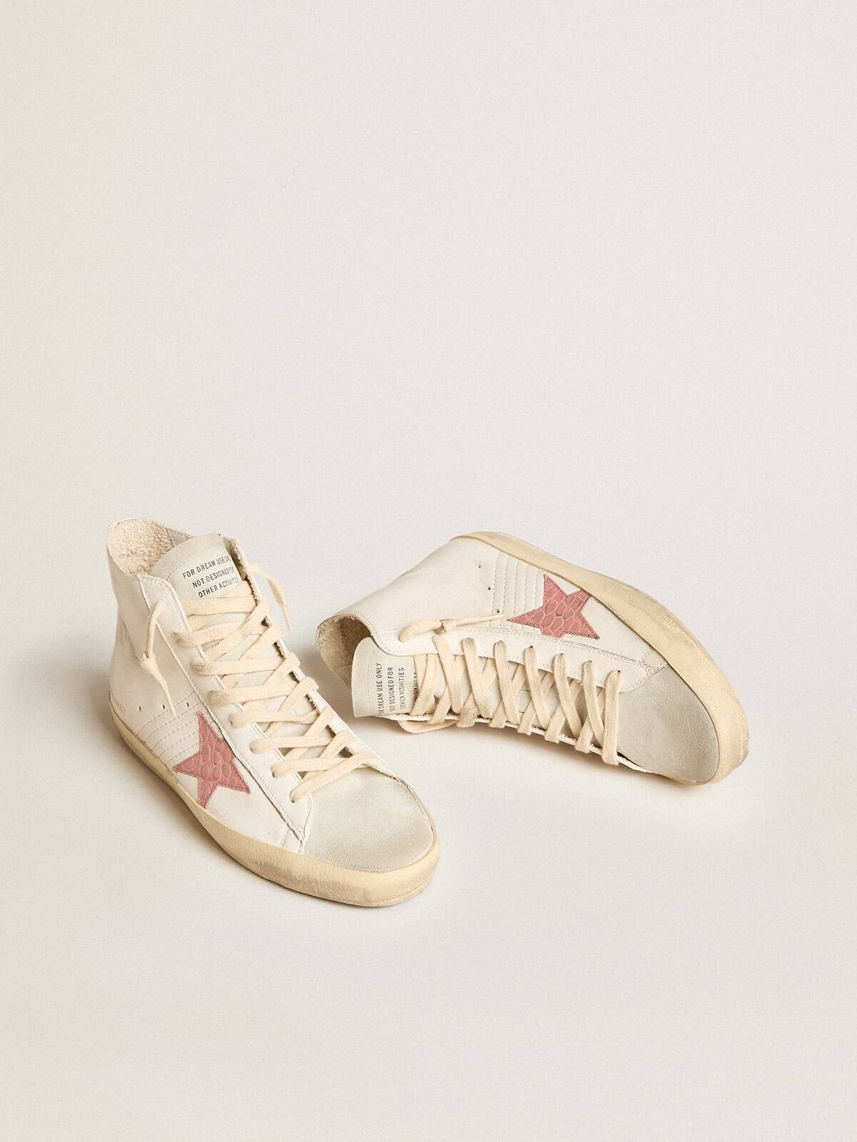 Francy in cream nappa with pink crocodile-print leather star - 2