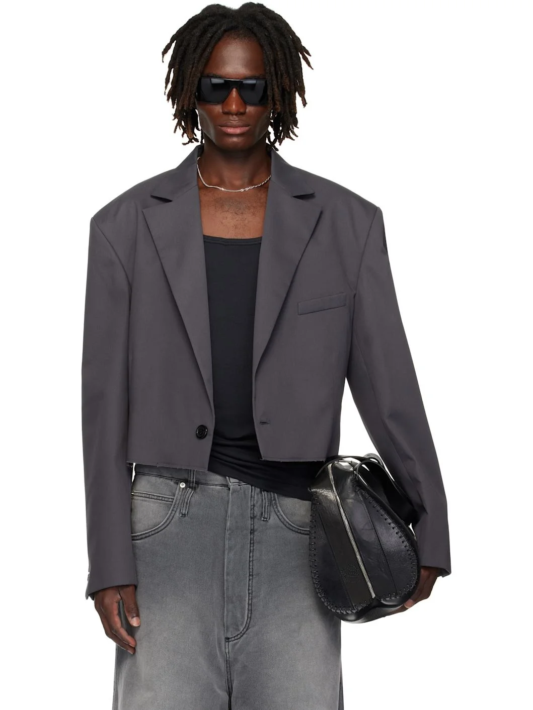 Gray Slashed Blazer - 1