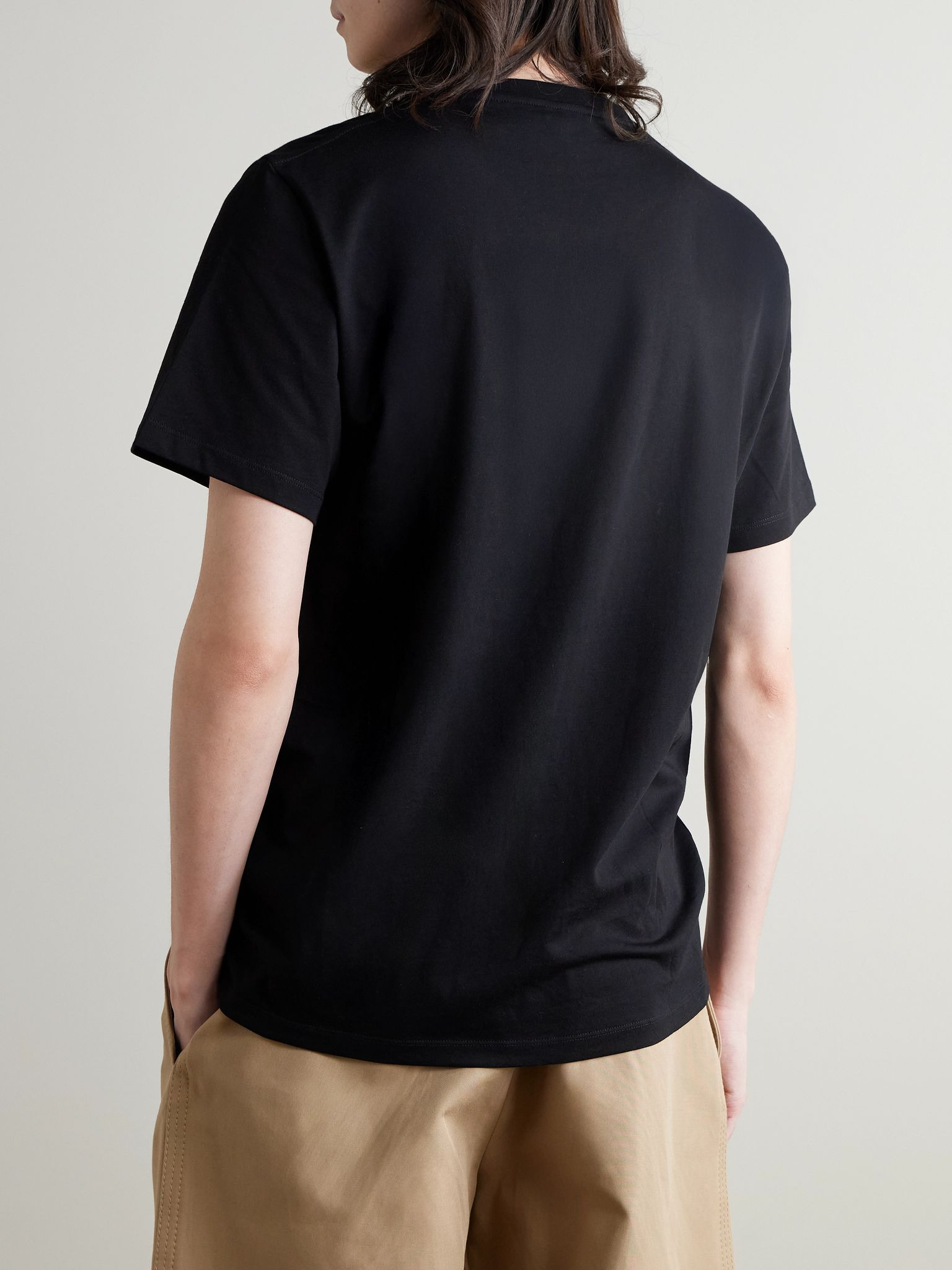 Logo-Embroidered Cotton-Jersey T-Shirt Black - 4