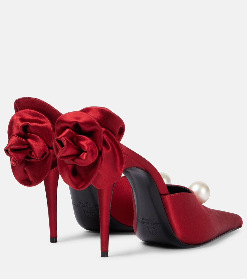 MAGDA BUTRYM Floral-appliqué faux pearl satin mules outlook
