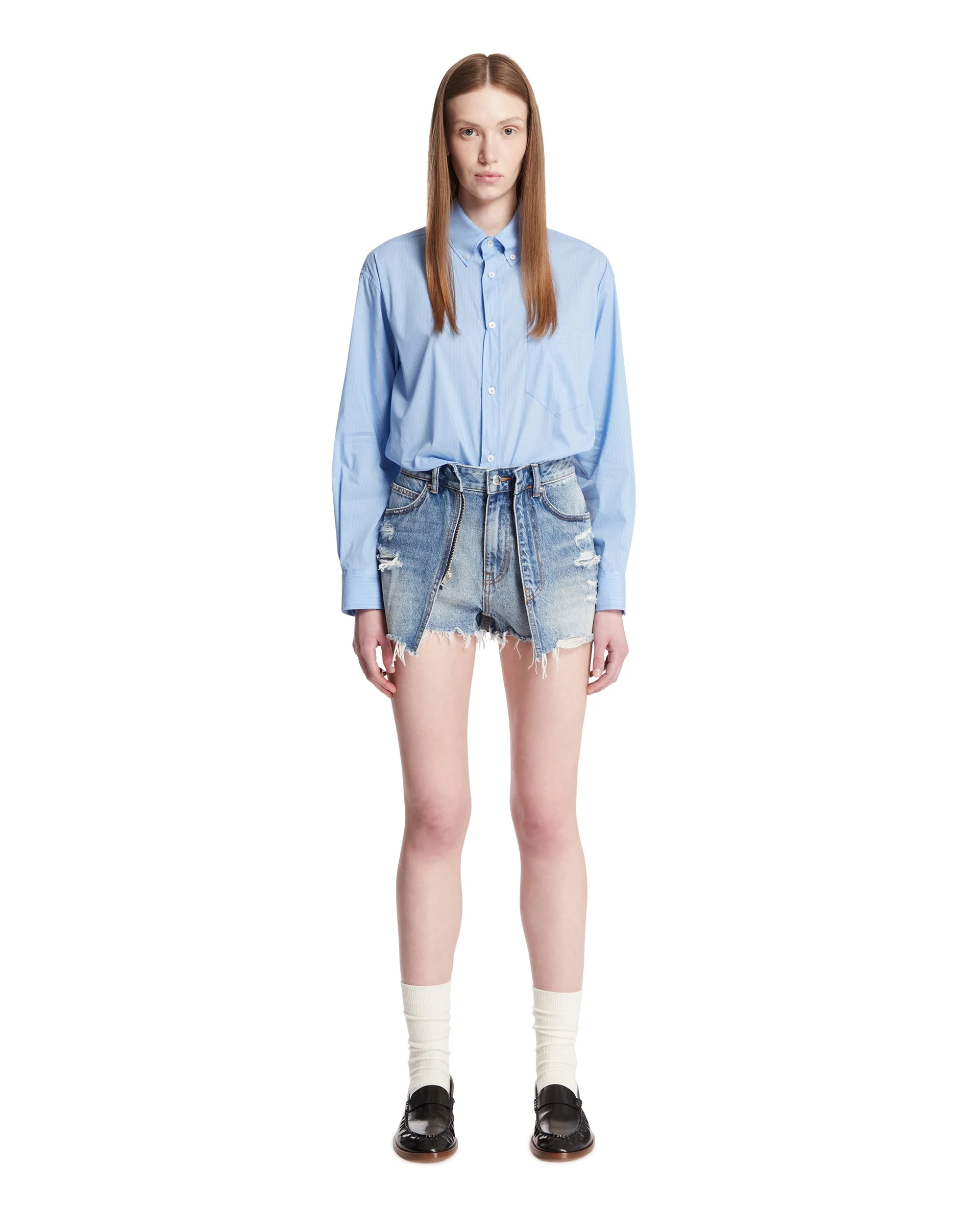 Blue Denim Skort Romper - 1