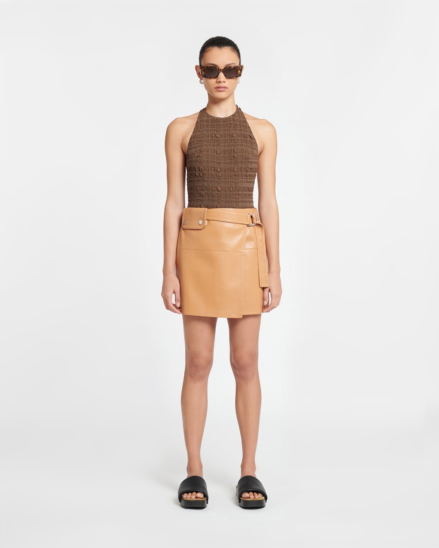 Regenerated Leather Wrap Skirt - 2